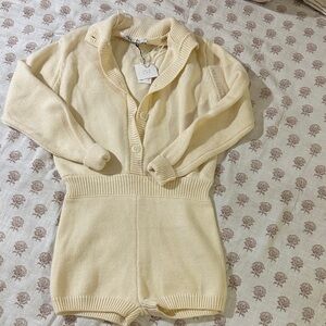 Zara Cream Knit Button-Up Cardigan